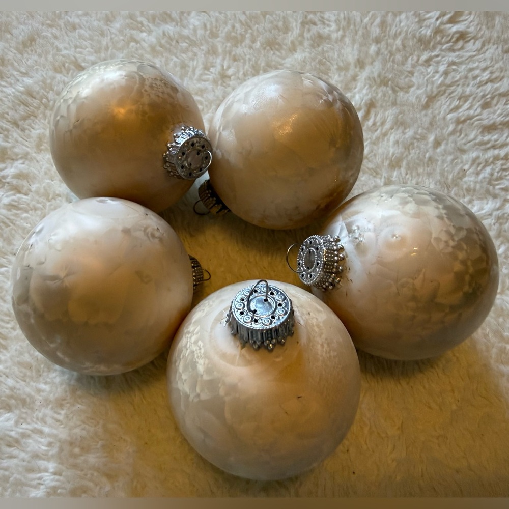 Set of 5 Pearl Champagne Glass Ornaments